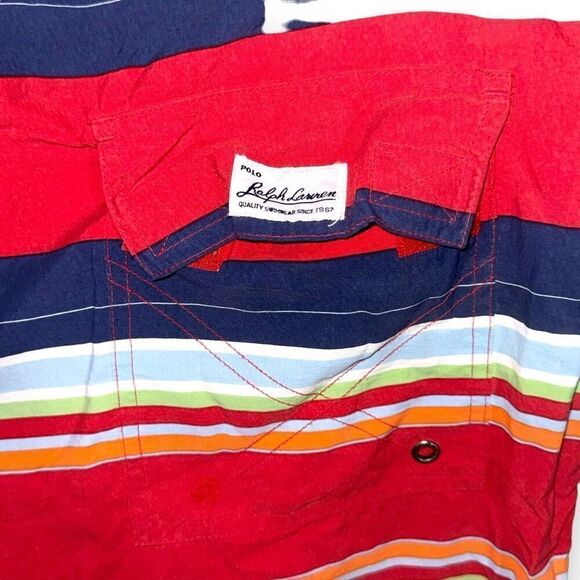 90s Polo Ralph Lauren Sport Colorblock  Swim Trunks Size L - Picture 10 of 12